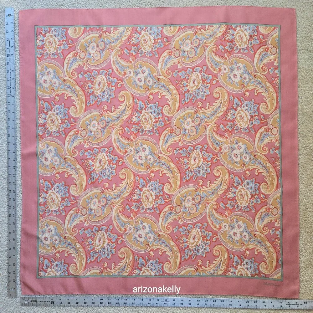 Ralph Lauren Silk Square Scarf Pink - Picture 2 of 12